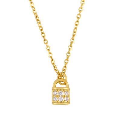 Diamante Lock Style Necklace