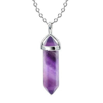 Amethyst Gemstone Silver Necklace For Stress Relief