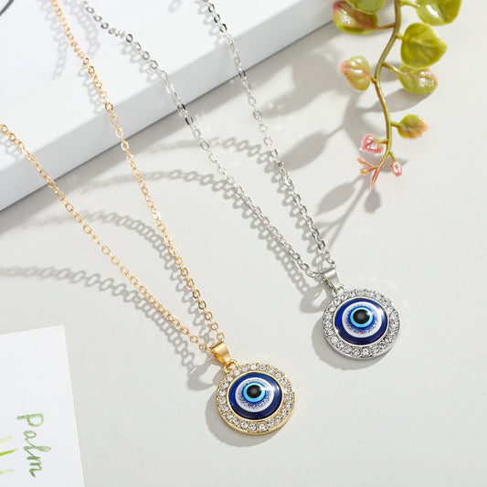 Gold And Silver Evil Eye Pendant Necklace