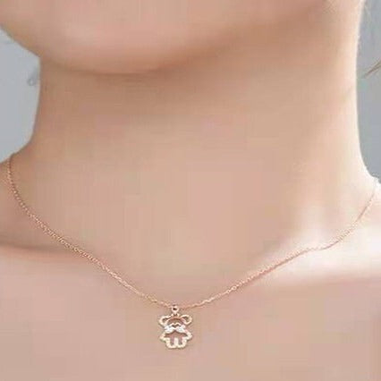 Gold Dimante Teddy Bear Necklace