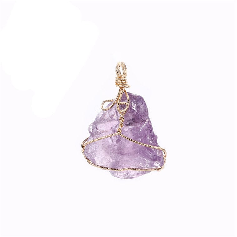 Amethyst Purple Crystal Stone Necklace