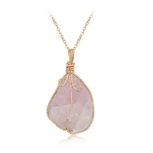 Rose Quartz Crystal Stone Necklace