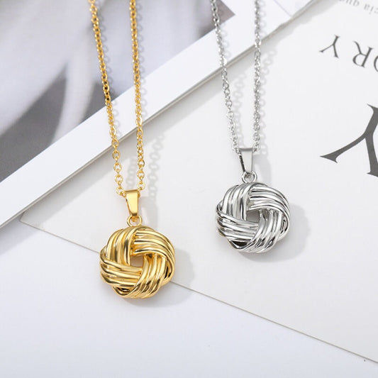Silver And Gold Knot Pendant Necklace