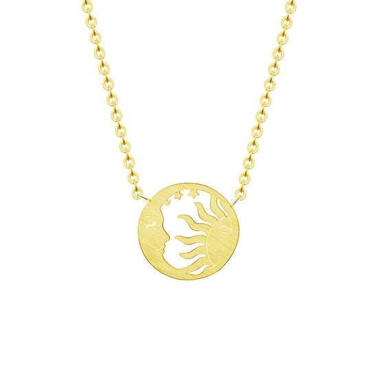 Gold & Silver Sun And Moon Necklace