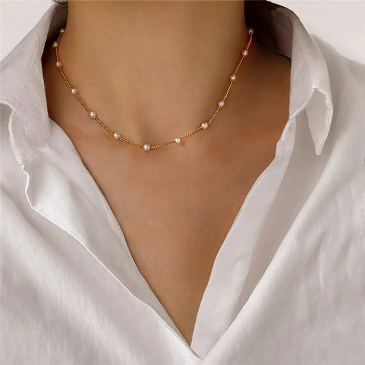 Pearl Necklace Gold & Silver