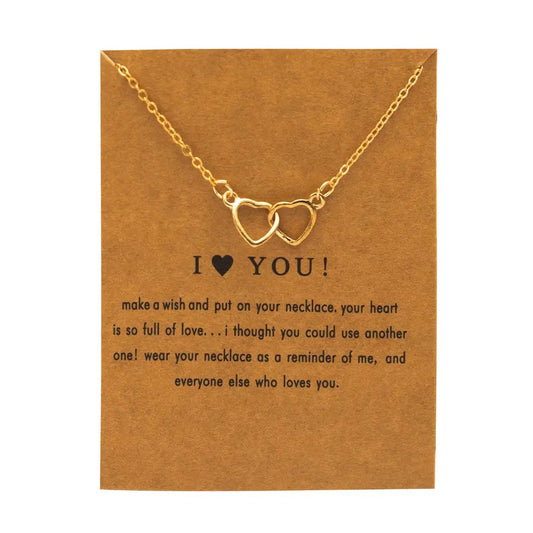 I Love You Hollow Heart Pendant Chain Necklace